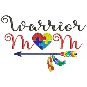 Warrior Mom Autism Awareness Filled Machine Embroidery Design Digitized Pattern